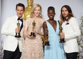 Los ganadores: Mattew McConaughey (mejor actor "Dallas Buyers Club"), Cate Blanchett (mejor actriz "Blue Jasmine"), Lupita Ngyong'o (mejor actriz secundaria "12 years a slave") y Jared Leto ("mejor actor secundario "Dallas Buyers Club")